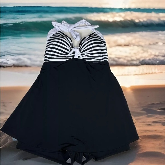 New NWT COCOSHIP Swimsuit Swim Dress 4XL 18 Lined Wireless Tummy Control Halter - Picture 1 of 15